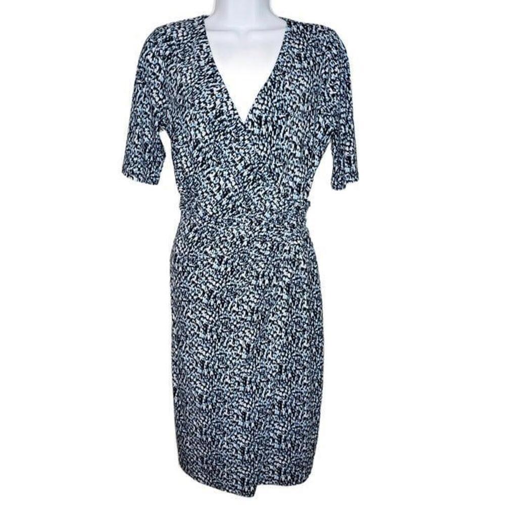 Ann Taylor Women's Blue/Black Mock Wrap Dress Sz S (1249)
